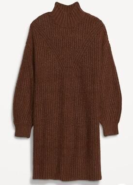 Old Navy Womens Long-Sleeve Relaxed Mock-Neck Mini Sweater Shift Dress